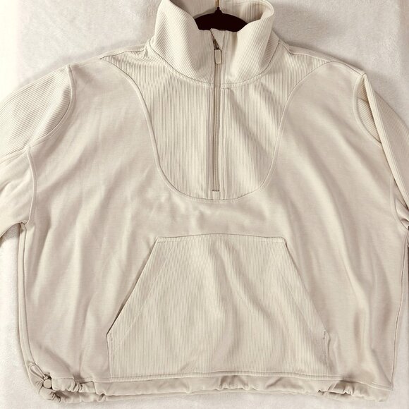 Lululemon Womens Brushed Softstreme Ribbed Half Zip Cream Size 12 Scandi Core - Picture 11 of 12
